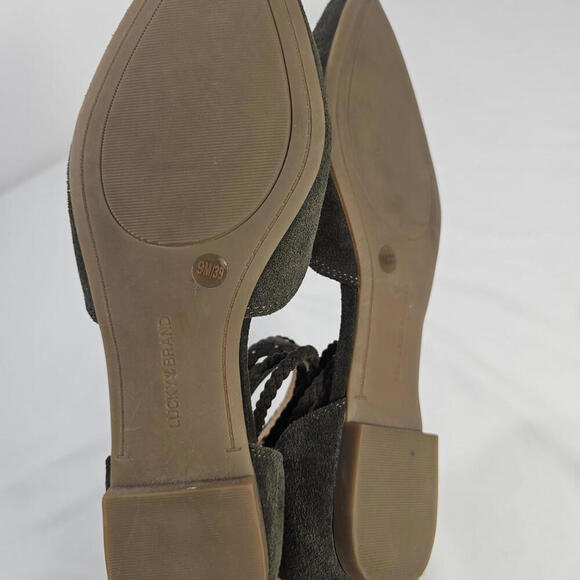 Lucky Brand Madoz Mary Jane Shoes Womens 9M Green Flat Nubuck Leather - Picture 7 of 8